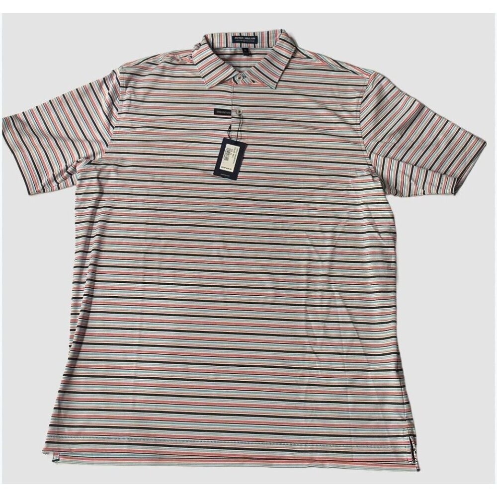 NWT Peter Millar Crown Sport Summer Comfort  Stripe Jersey Polo Size XL